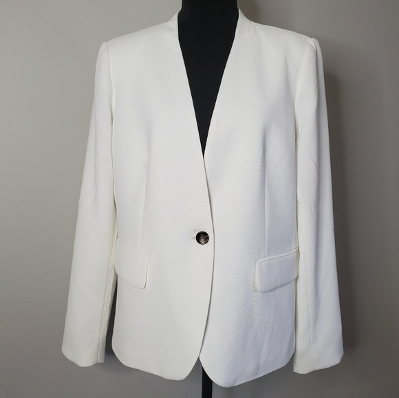 DKNY Jackets & Blazers - DKNY White Blazer One Button No Collar
